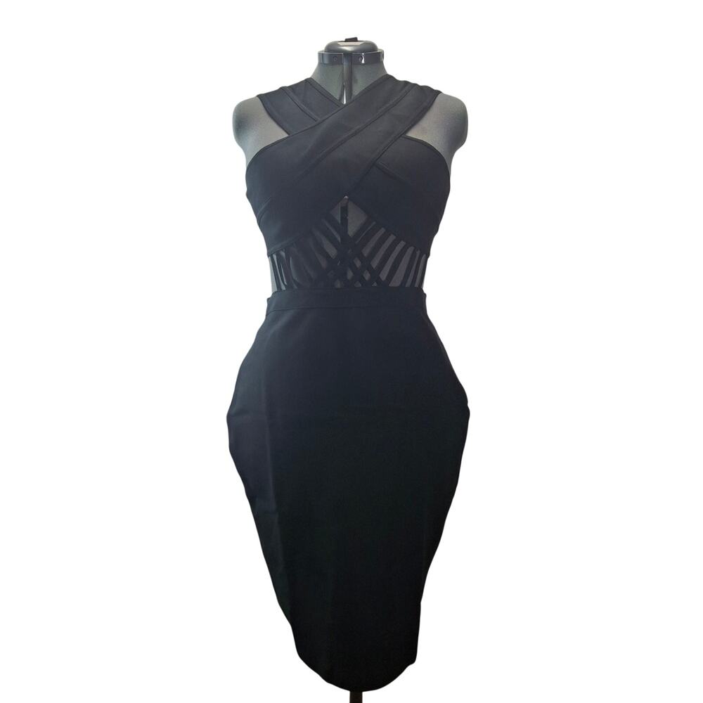 Hybrid & Company Black Cutout Bandage Bodycon Cocktail Dress Plus 1X